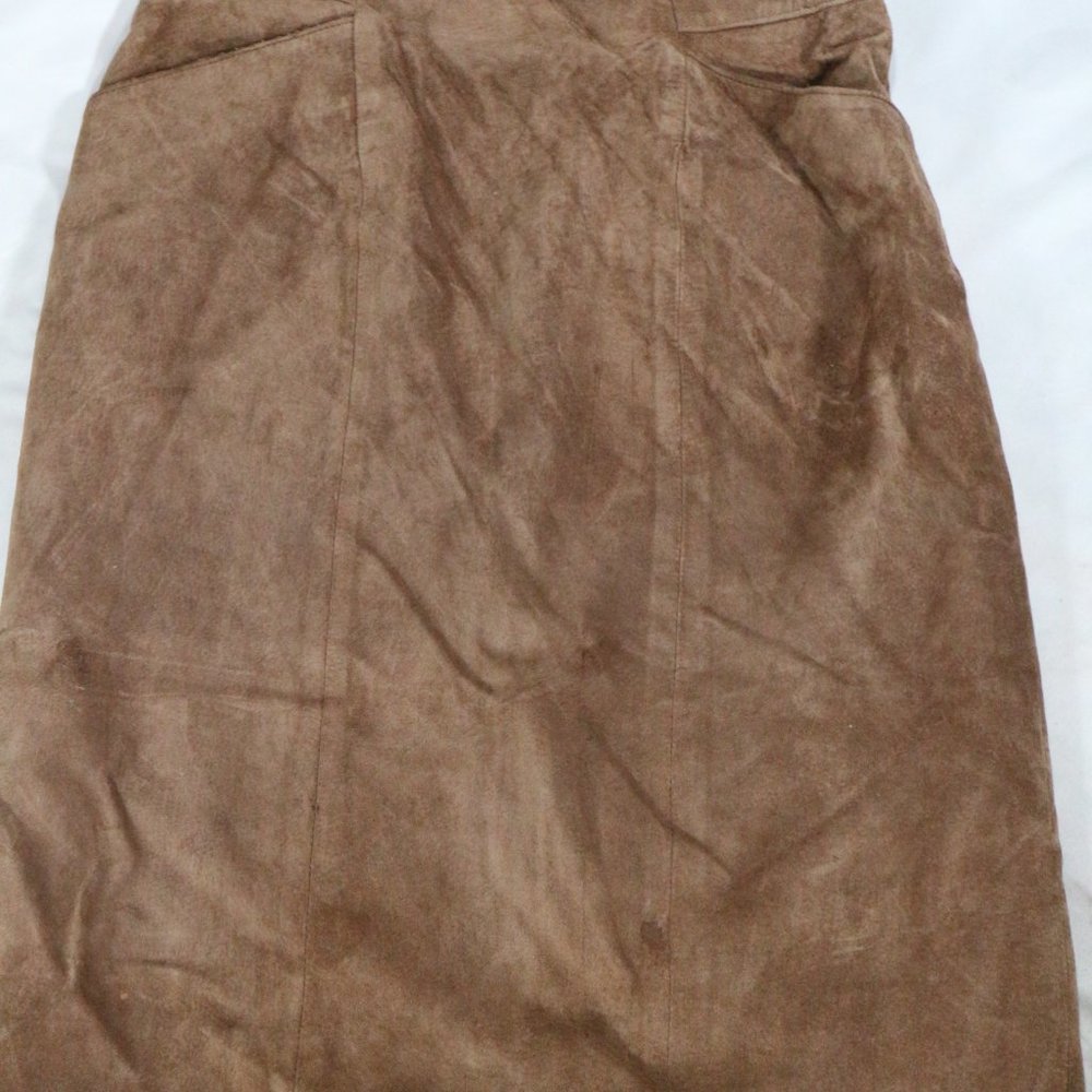 VTG LORD & TAYLOR Silky Suede Leather Skirt Sz 10 Women - Picture 4 of 13